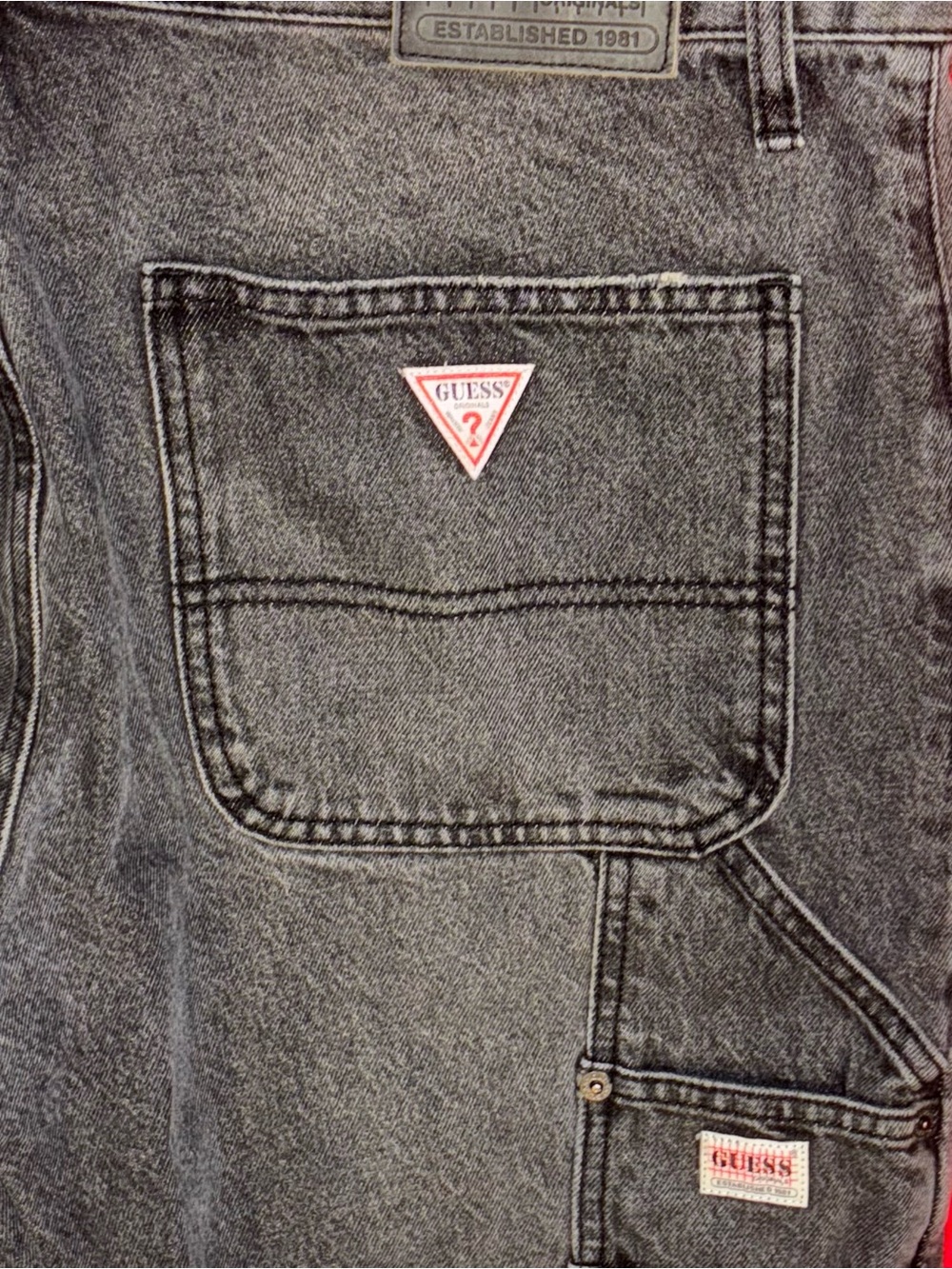 Guess Originals Mens 33x32 Bootcut Carpenter Jeans Washed Black Utility Denim